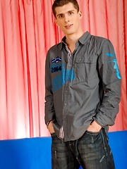 Cute gay boy Max Fonda strokes his fat cock