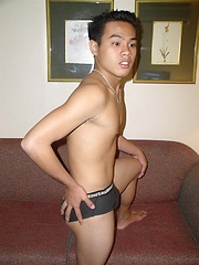 Stud from Asia plays with own body