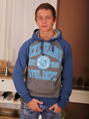 Super cute college boy Thomas Swings busts a nut.