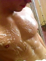 The water dripping down on Rickys smooth muscular body and huge 9 incher